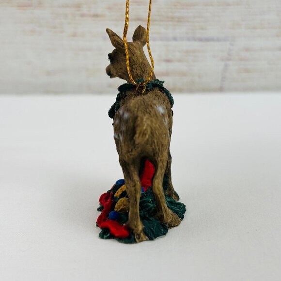 Silver Deer Tom Rubel Christmas Animals Fawn Deer with Wreath Ornament - Picture 5 of 9
